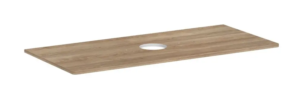 Holzplatte mit mittigem Ausschnitt für Aufsatzwaschtisch, in Eiche Natur, von Hansgrohe. Ideal für Bad- oder Waschtisch-Konsolen.